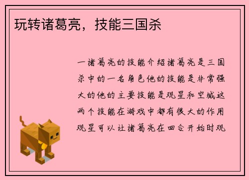 玩转诸葛亮，技能三国杀