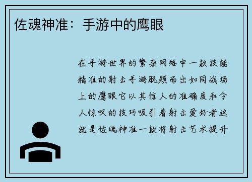 佐魂神准：手游中的鹰眼